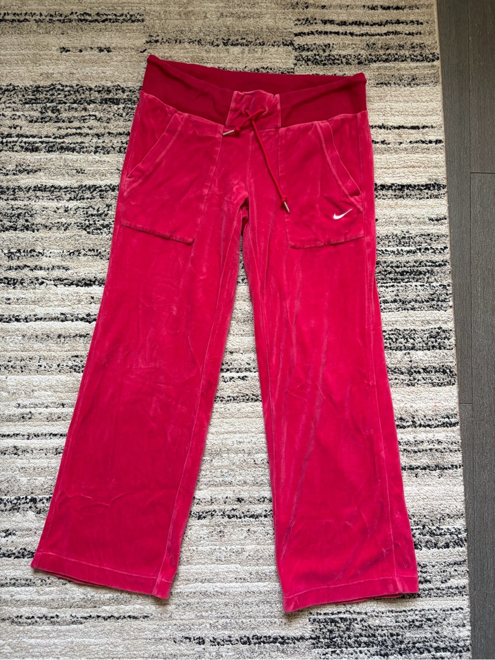 Vintage Y2K Pink Nike Velour Wide Leg Pants - S